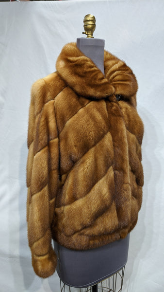 Golden Mink Fur Jacket with Fox collar